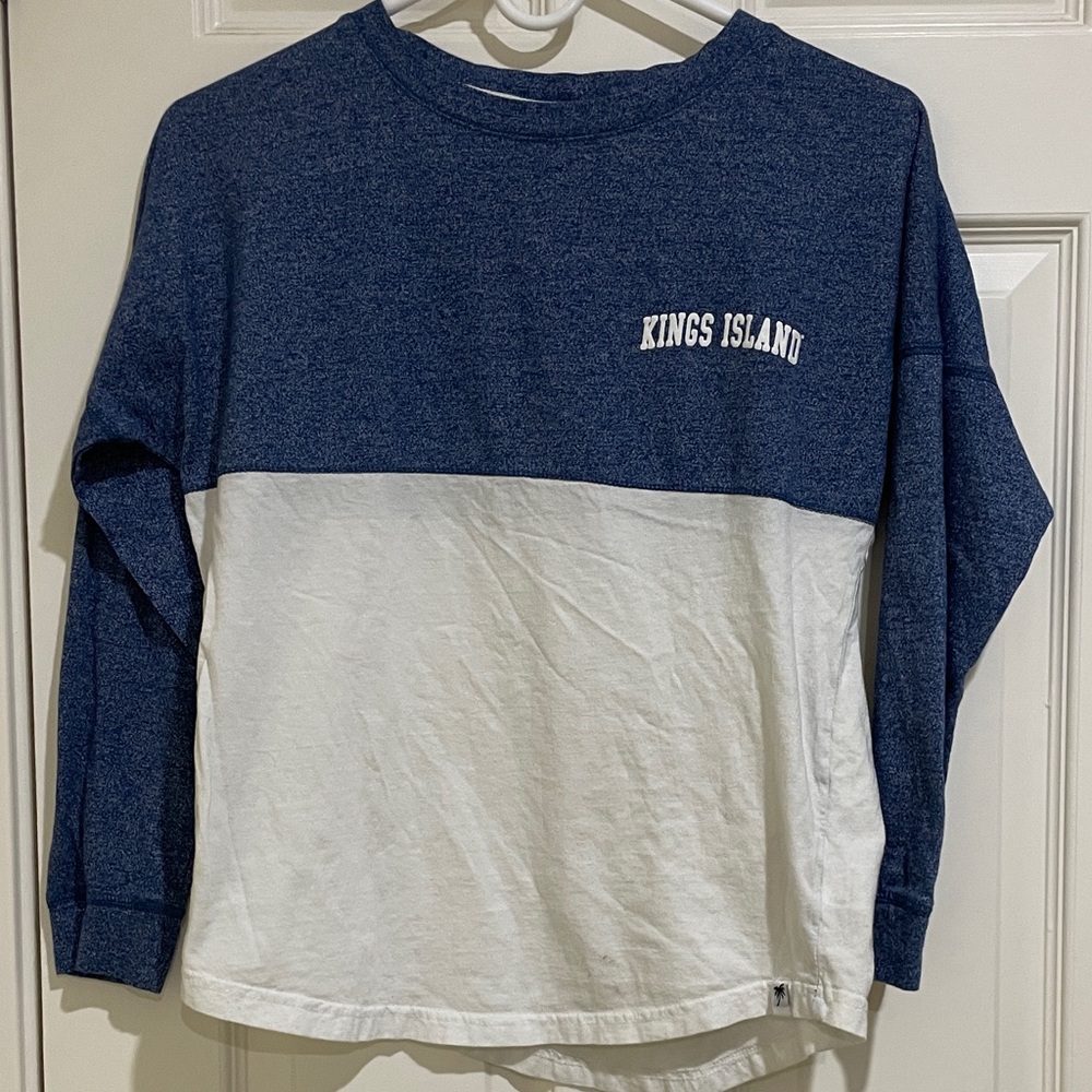 Ladies small Blue and White Kings Island Long Sleeve Shirt